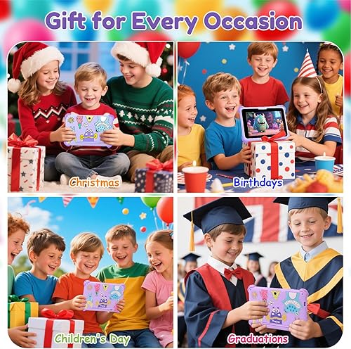 Miniatura 7 de Tableta infantil de 7 pulgadas para niños de 3 a 12 años, tableta Android de 32 GB para niños pequeños con funda sólida, YouTube, Netflix, GMS,