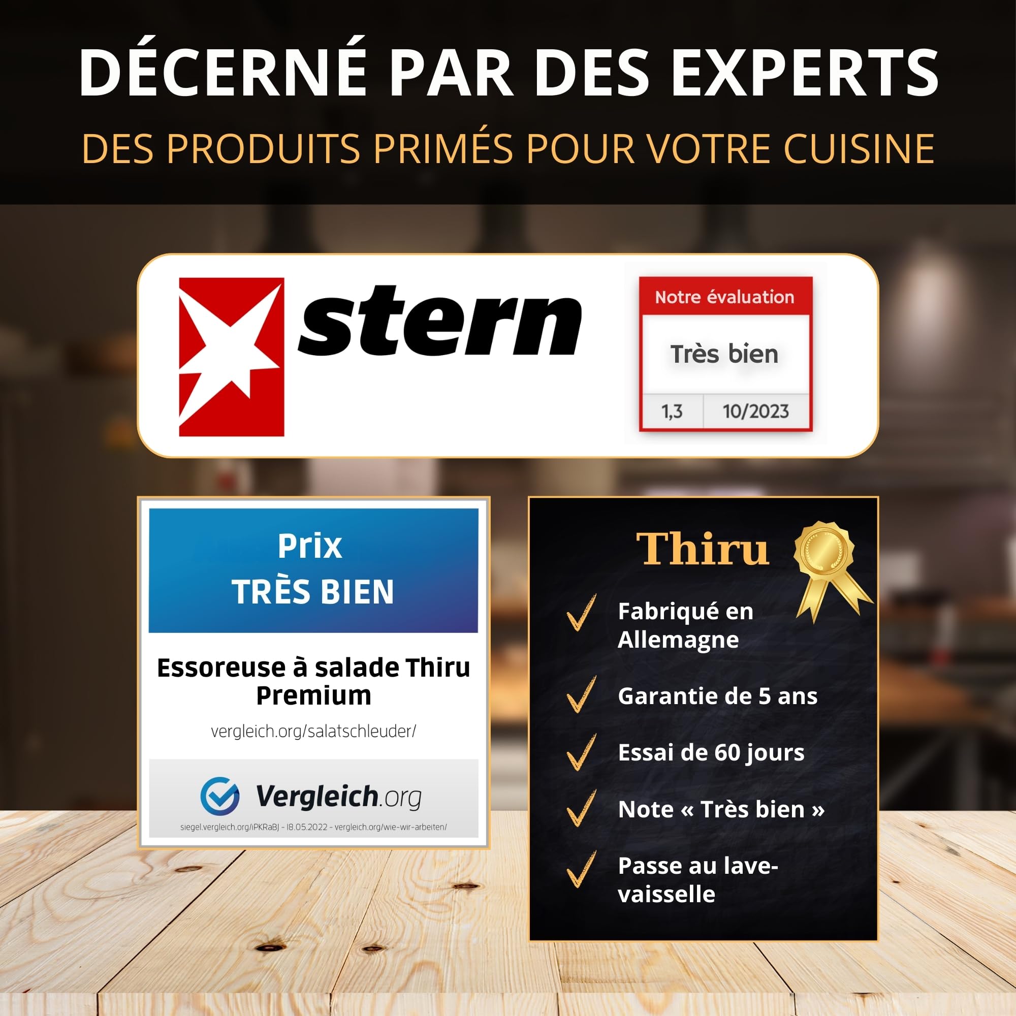 Dénoyauteur de cerises Thiru Premium - grande capacité de dénoyautage - pour cerises fraîches, en conserve, surgelées - avec protection anti-éclaboussures - Made in Germany