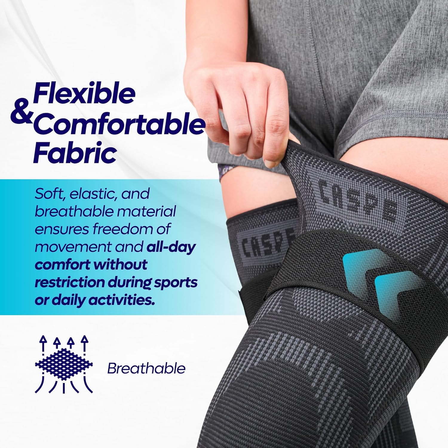 Caspe 2 or 1 Pack Full Leg Compression Sleeve with Strap–Long Length Leg Compression Support for Running, Basketball, Cycling, Workout & Sports – Non-Slip Thigh Knee Calf Support for Men & Women - Image 3