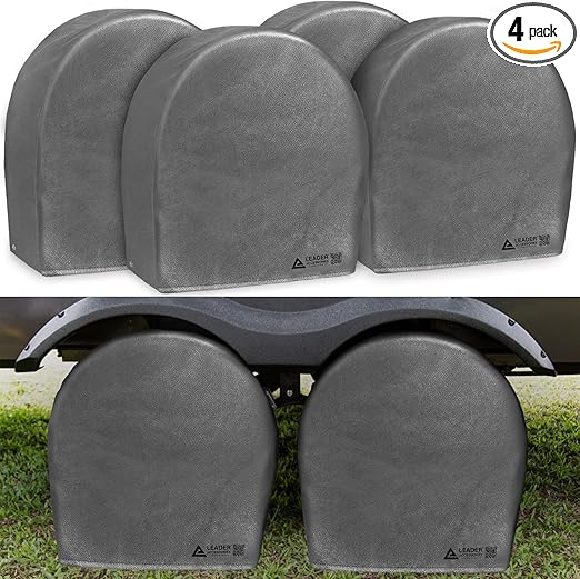 Leader Accessories Tire Covers (4 Pack) - Heavy Duty Waterproof Wheel Protectors for Truck, SUV, Jeep, Camper,Trailer, RV - Universal Fits 29.25-31.75 Inches Diameter, Gray