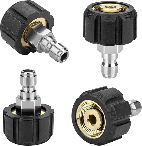 Miniatura 3 de Juego de adaptadores para lavadora a presión, 2 pares M22 (M22-0.551 in) de conexión rápida de 14 pulgadas, conexión rápida para lavadora a presión,