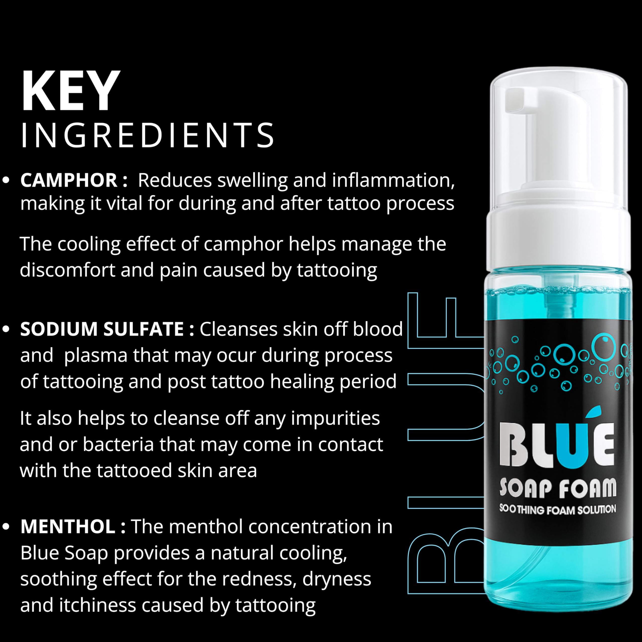150ml Tattoo Blue Soap Foam | Shield Plus Cleaning & Soothing Solution | Professional Ink Removal, Piercing & Tattoo Aftercare 1