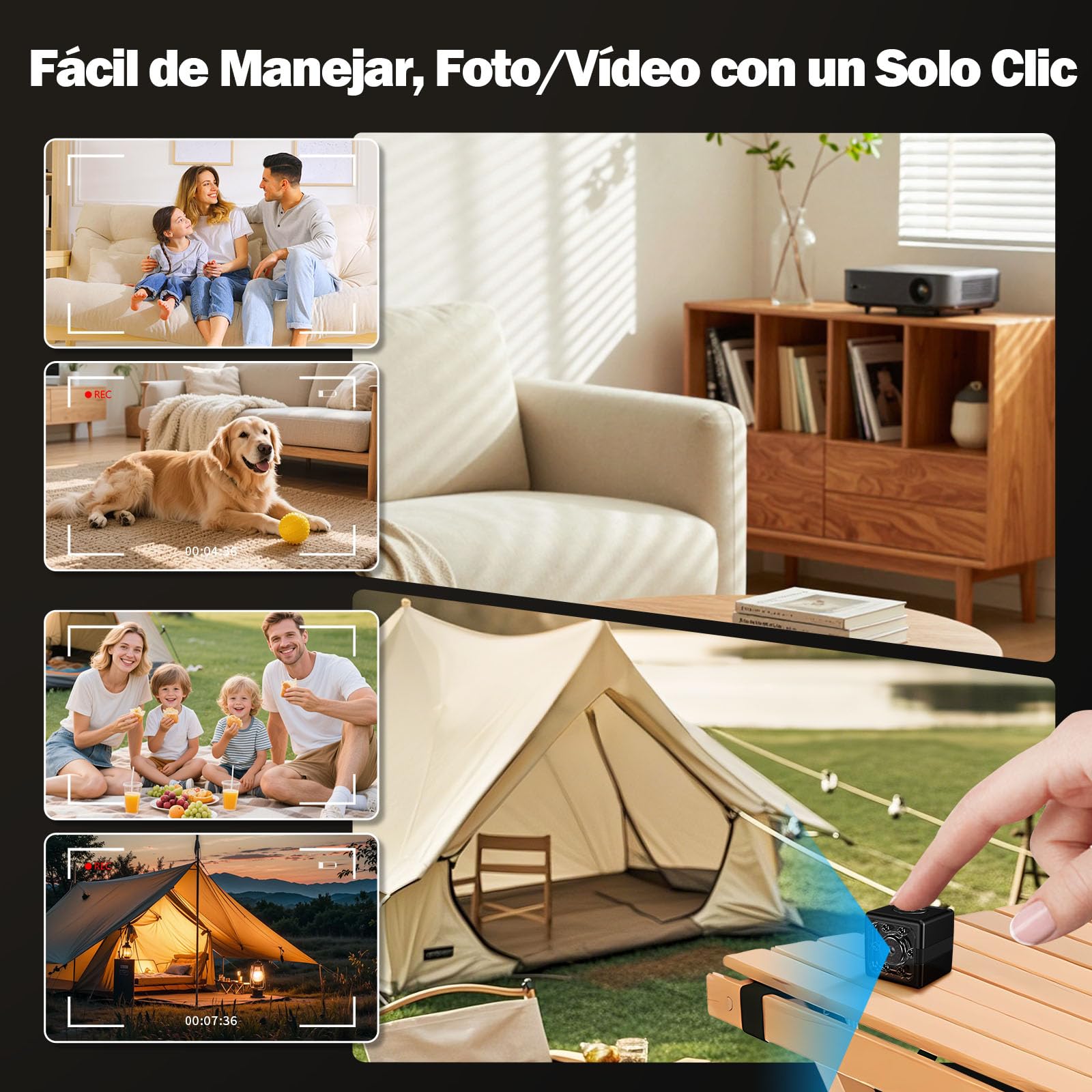 Mini Camara Espia, HD 1080P Camara Oculta Espia Camuflada Invisible, Cámara Espia con Batería, Auto Visión Nocturna y Detección de Movimiento, Spy Camera para Interiores y Exteriores sin Wifi/Internet - 4