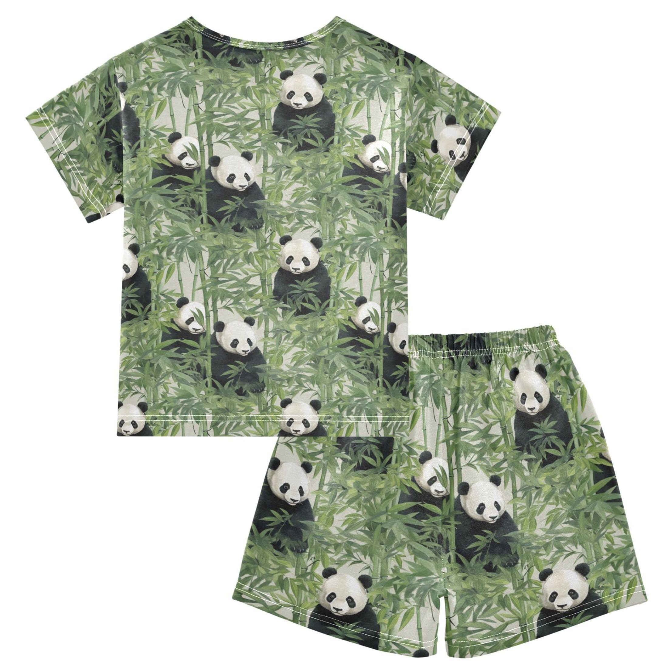 UMIRIKO Panda Animal Bamboo Summer Short Sleeve Pajamas Sleepwear PJ Set B0402764
