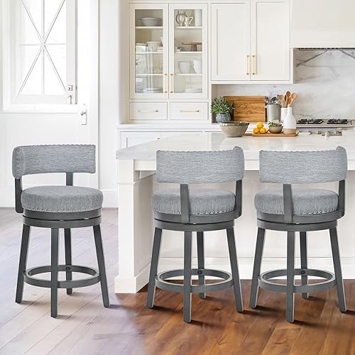 Miniatura 24 de COLAMY Juego de 2 taburetes de bar giratorios, taburete de bar moderno con respaldo, taburetes de bar de altura de encimera, taburete de bar