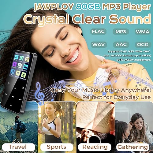 Miniatura 2 de Reproductor MP3 de 80 GB con Bluetooth Reproductor de música portátil de alta fidelidad con altavoz HD, sonido sin pérdidas, radio FM, grabadora de