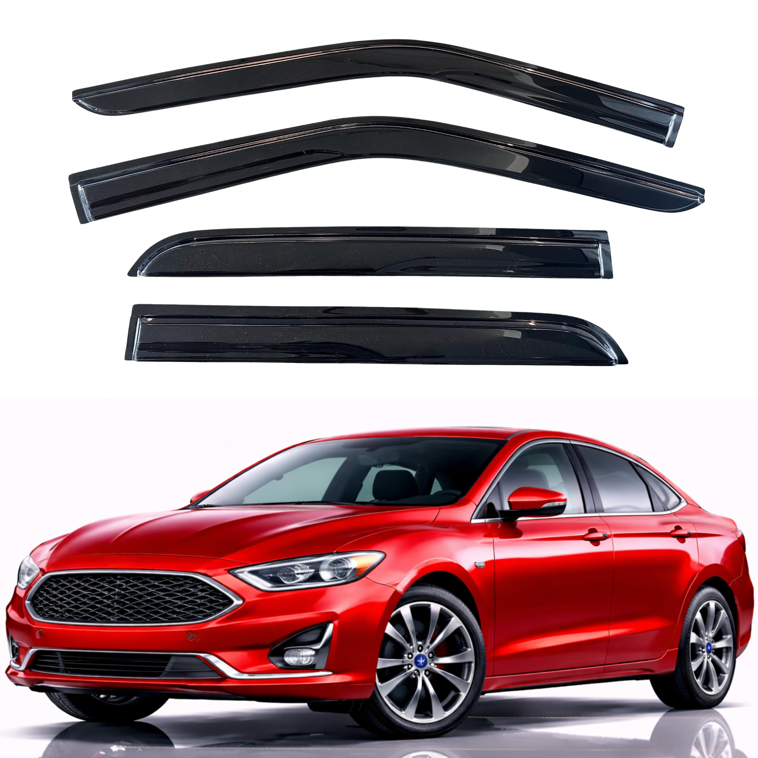 KPY Rain Guards Fit for 2013-2020 Ford Fusion, Out-Channel Window Visors Vent Wind Deflectors 4PC, Car Accessories for 13-20 Fusion