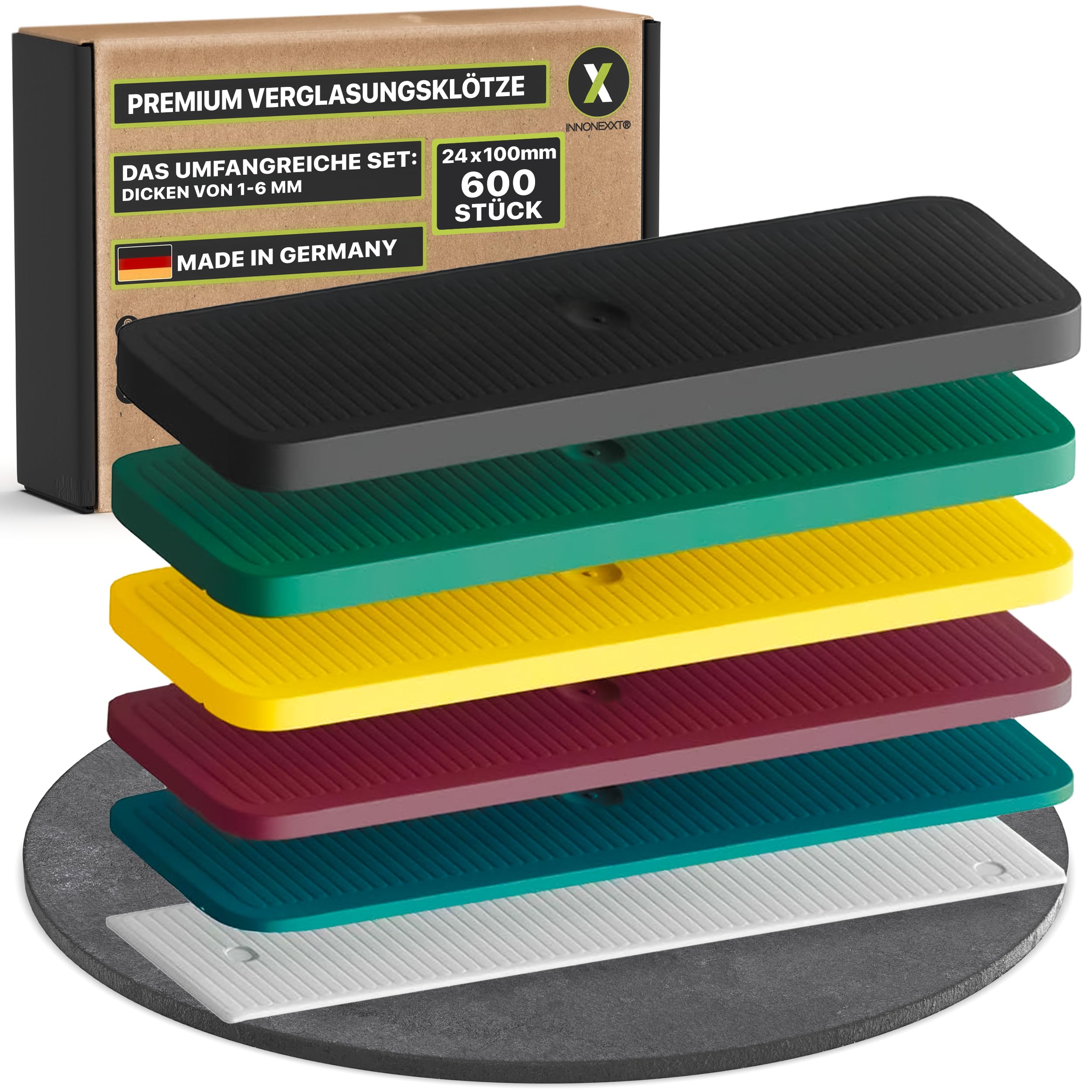 INNONEXT® Abstandshalter | Verglasungsklötze | im Set: 1 2 3 4 5 6 mm