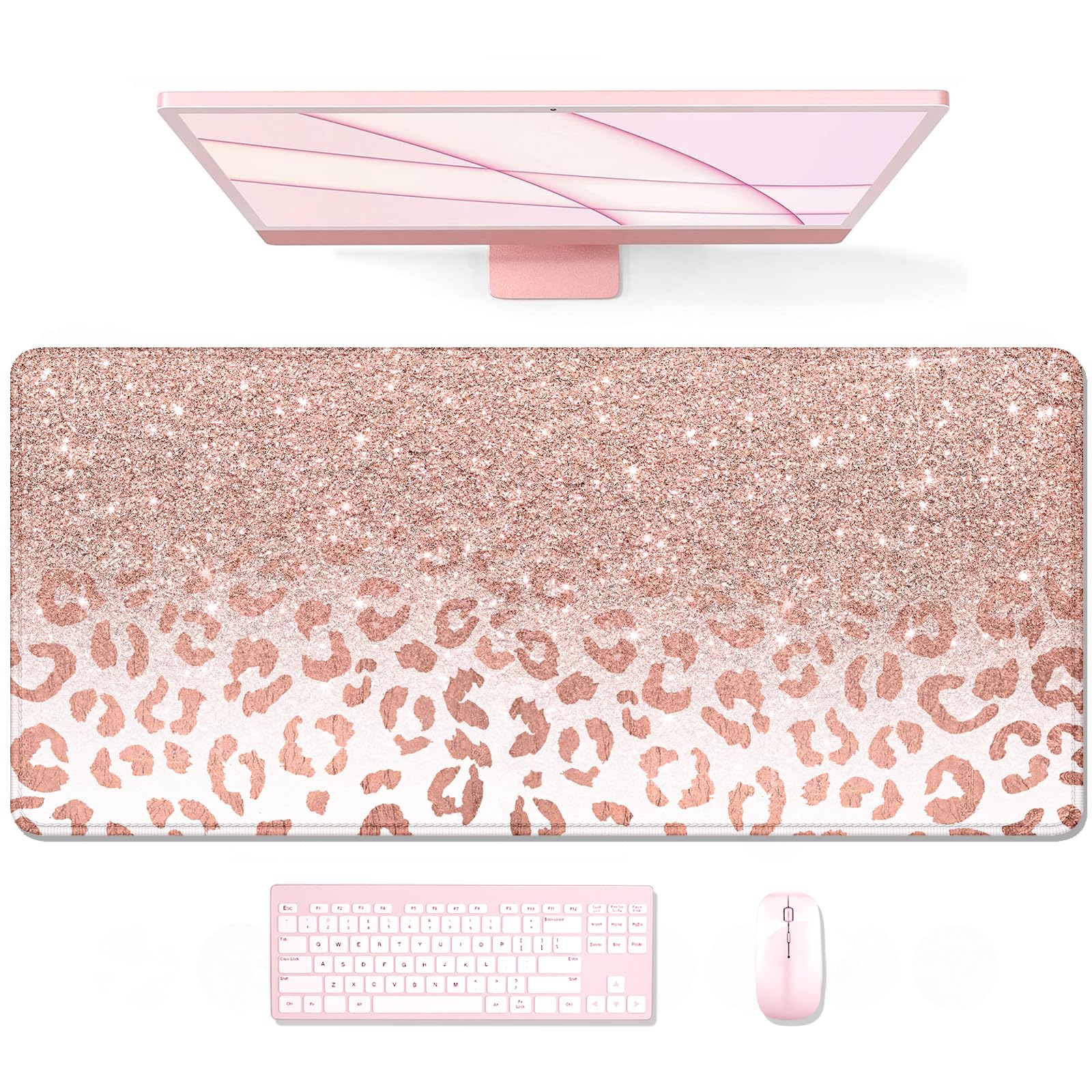 Auhoahsil Large Mouse Pad, XXL Desk Pad, Extened Mousepad 31.5" x 11.8", Non-Slip Rubber Base, Stitched Edges, Superior Surface, Gaming Keyboard Mat,