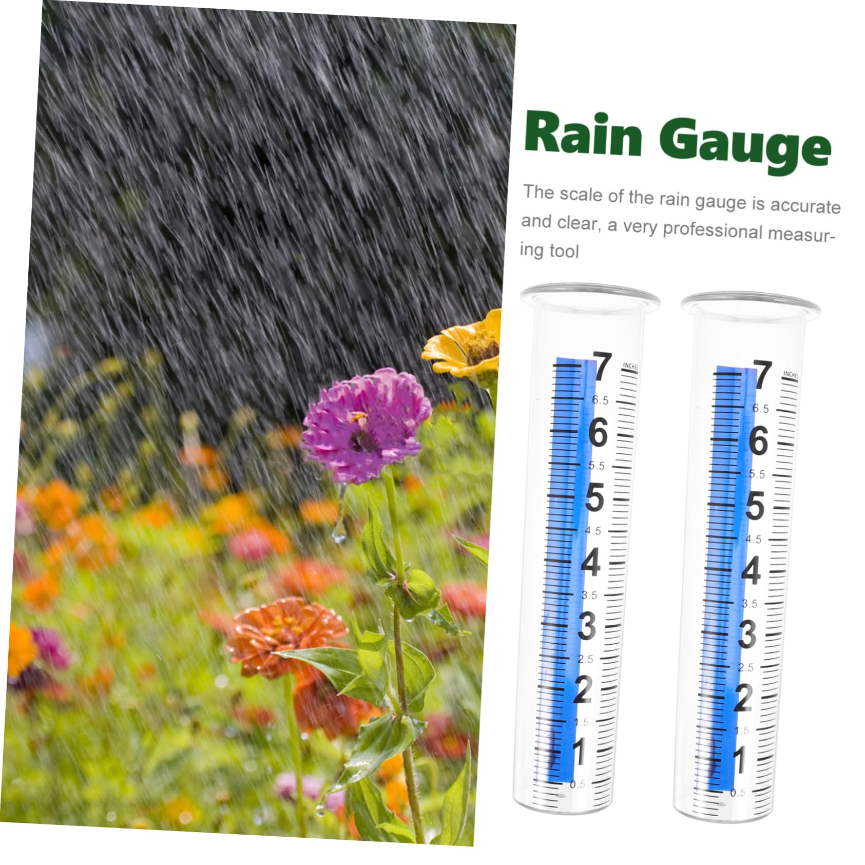 GALPADA Garden Rain Gauge Outdoor 2 Pack Plastic Rain Measuring Cup Rainfall Measurement Tool for Home and Lawn