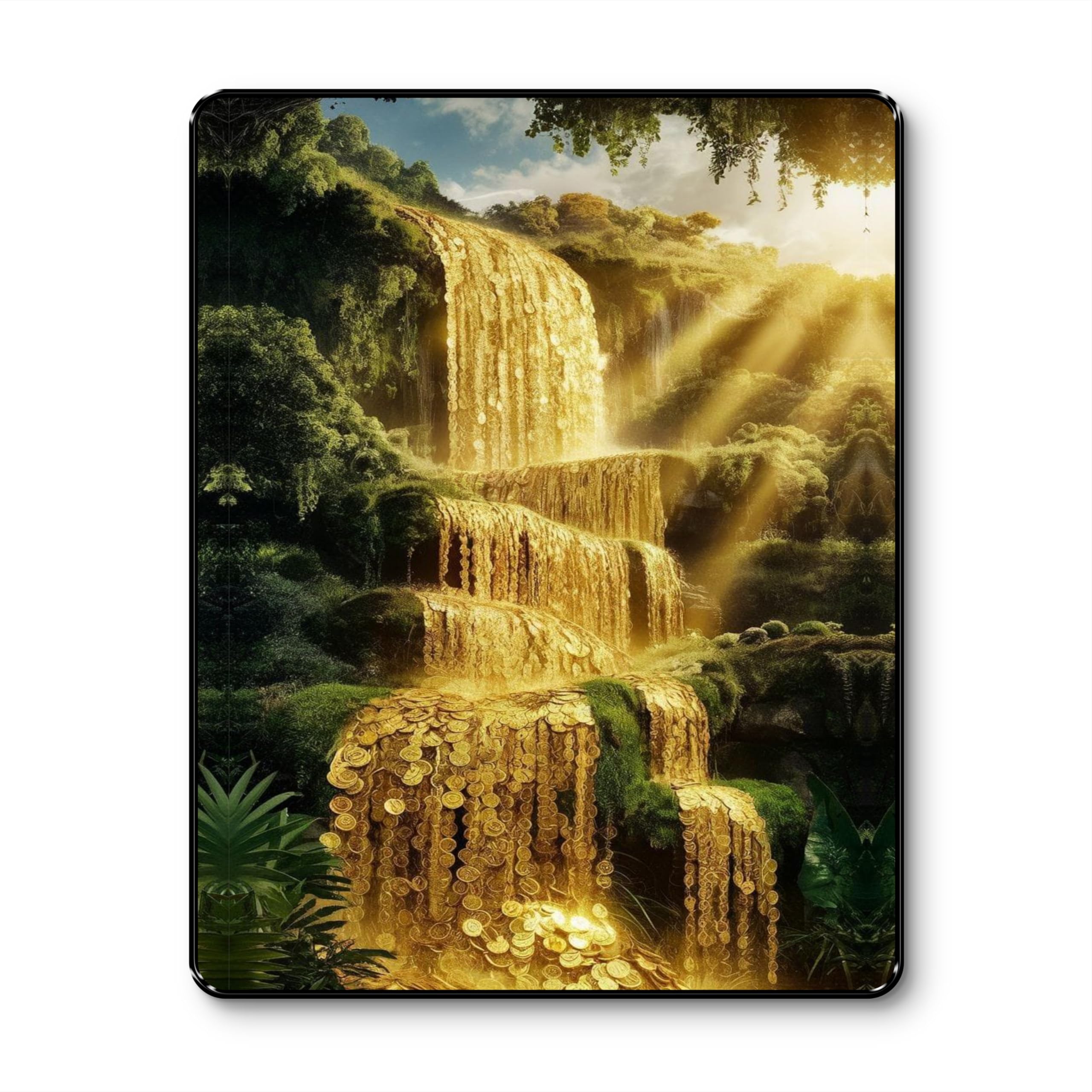 SAF Golden Coin Waterfall Wall Art Black Framed Sparkle Laminated Painting for Wealth Attraction & Positive Energy Vastu Decor | Prosperity Poster for Home Office (14 Inch x 11 Inch) K-36107-image-17