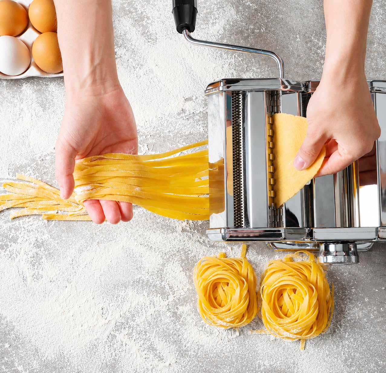 2in1 Pasta Maker Machine Manual Electric Pasta Roller for Fresh Homemade Pasta Spaghetti Fettuccine Ravioli Kitchen Essential for Pasta Lovers-image-4