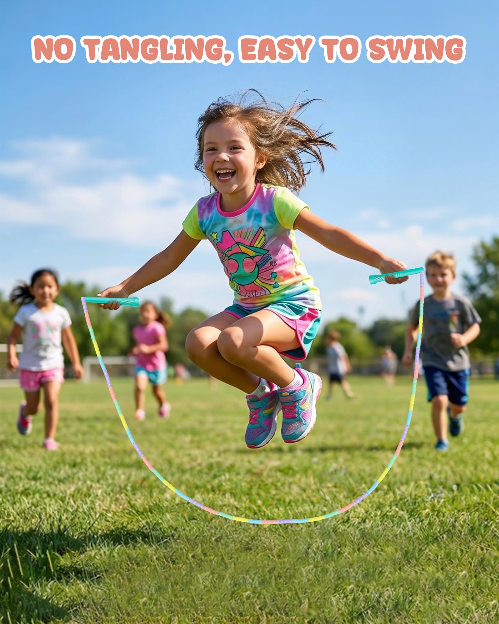 Skakanka dla dzieci, 2,4 m, długość regulowana dla początkujących, dzieci poniżej 1,70 m w przypadku freestyle, cardio i tricków