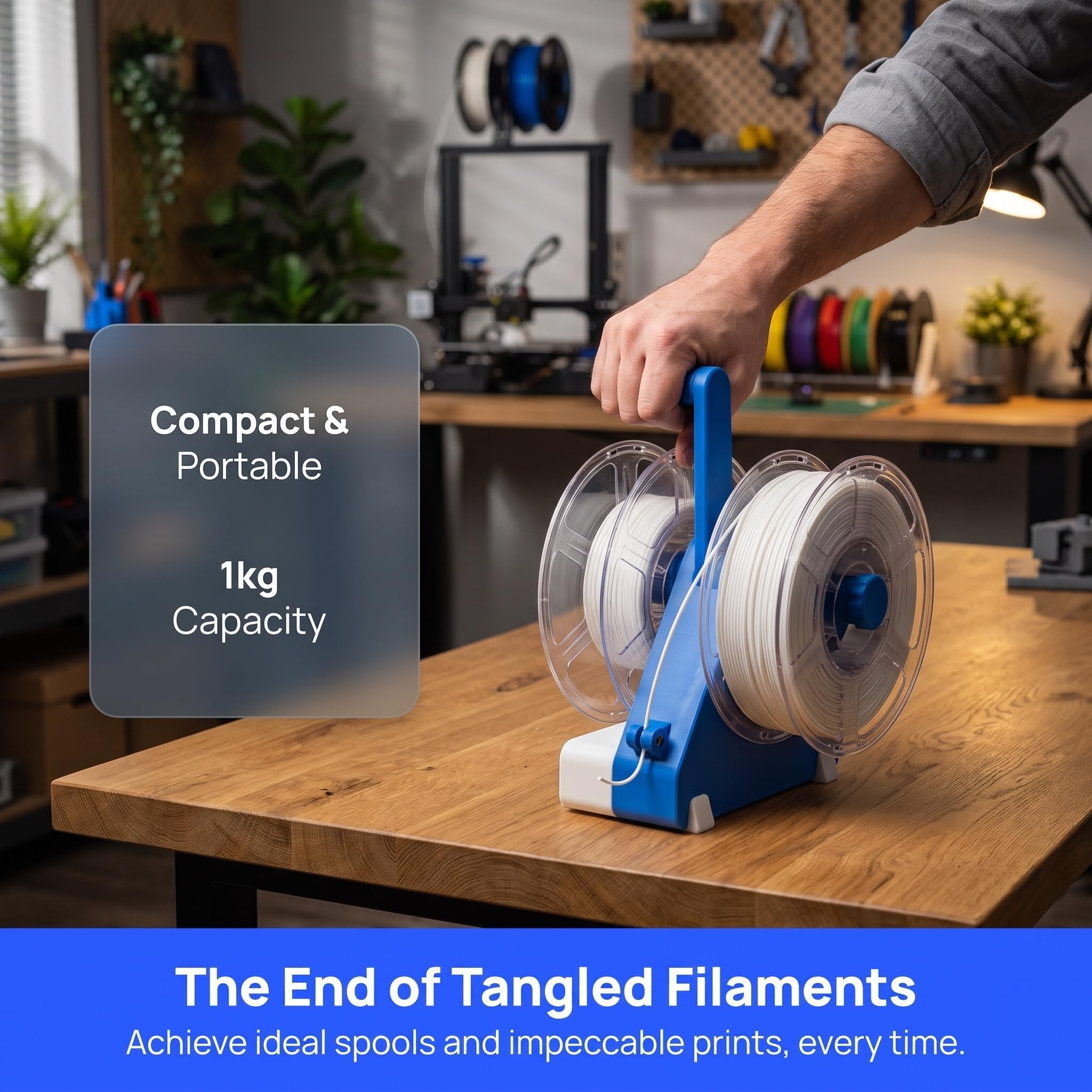 3d-filamentspulenwickler, Handkurbelbetriebener Filamentaufwickler, Kapazität 1 Kg, Effiziente Rotation, Für Pla, Abs, Petg