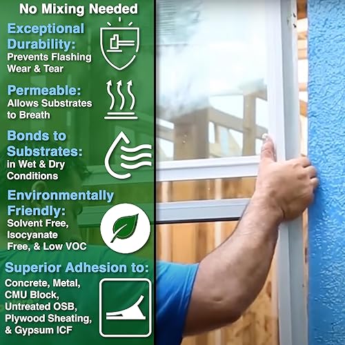 Miniatura 2 de POLYGUARD Blue Barrier Liquid Flashing 20oz Salchicha STPE, curado por humedad, 100% sólidos, bajo contenido de compuestos orgánicos volátiles