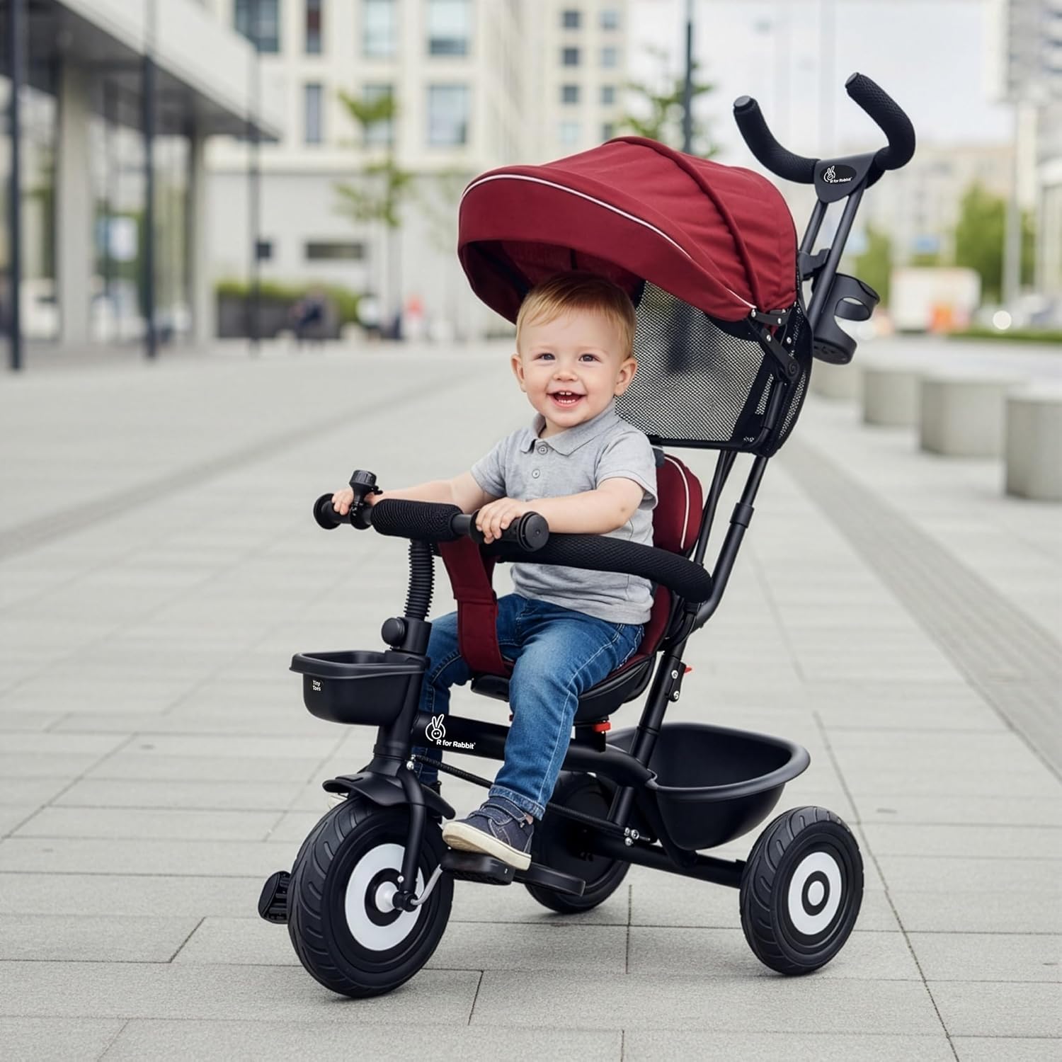 R for Rabbit Tiny Toes T40 Plus Tricycles for Kids with Premium Rubber Wheels, 360° Rotatable Seat, Storage Basket & Canopy | Baby Trike Cycle for 1.5 to 5 Years, Upto 25 Kg Boy & Girl (Maroon Black) R for Rabbit Tiny Toes T40 Plus Tricycles for Kids with Premium Rubber Wheels, 360° Rotatable Seat, Storage Basket & Canopy | Baby Trike Cycle for 1.5 to 5 Years, Upto 25 Kg Boy & Girl (Maroon Black)