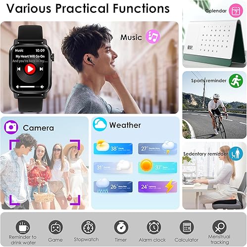 Miniatura 7 de Relojes inteligentes para hombres, reloj inteligente deportivo al aire libre de 1.85 pulgadas (respuestahacer llamadas) con control de Vioce para