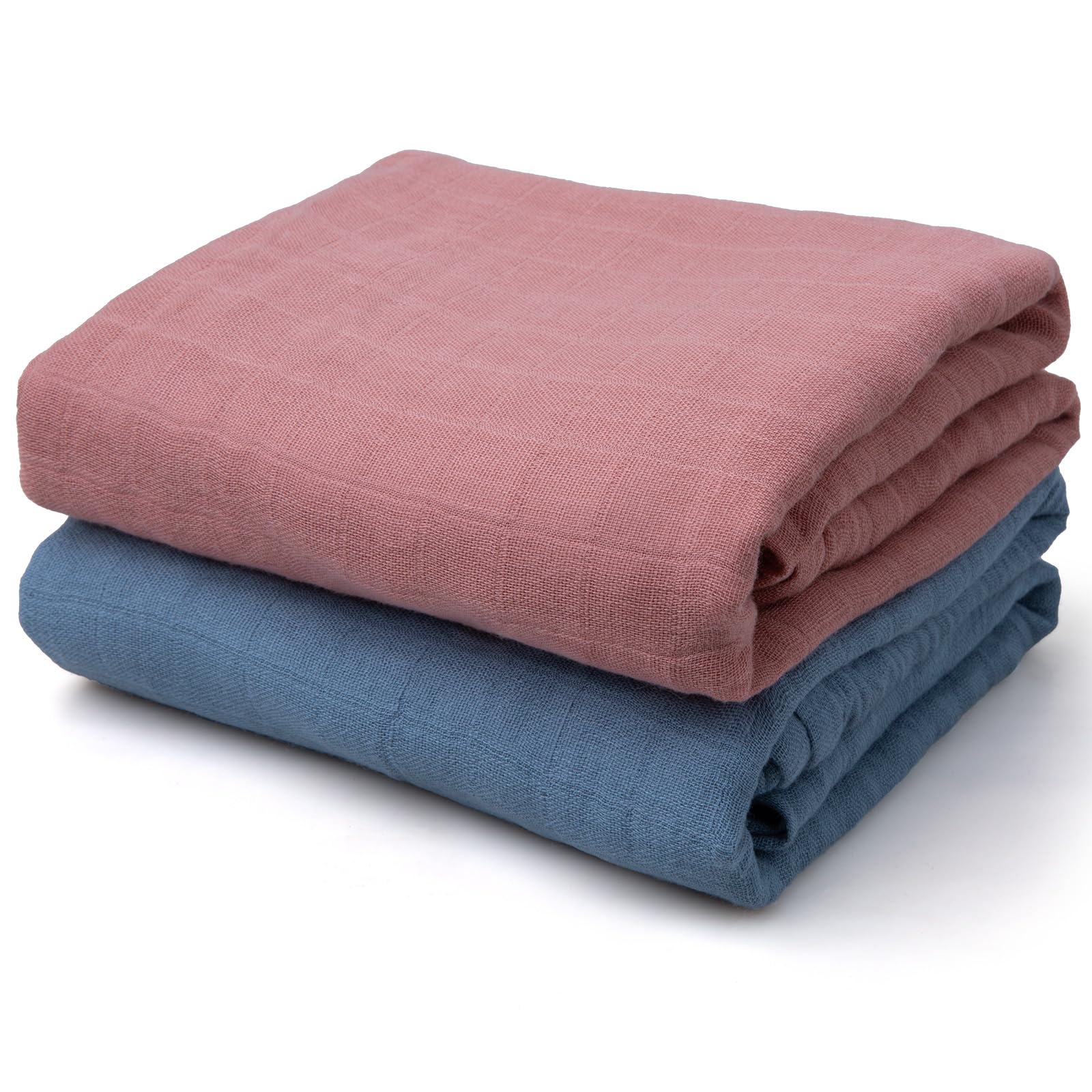Muslin Swaddle Blankets for Baby Boys and Girls, 2-Pack Breathable Soft Receiving Blanket Wrap, Baby Essentials, Registry &amp; Gift, 47 x 47 inches Pink