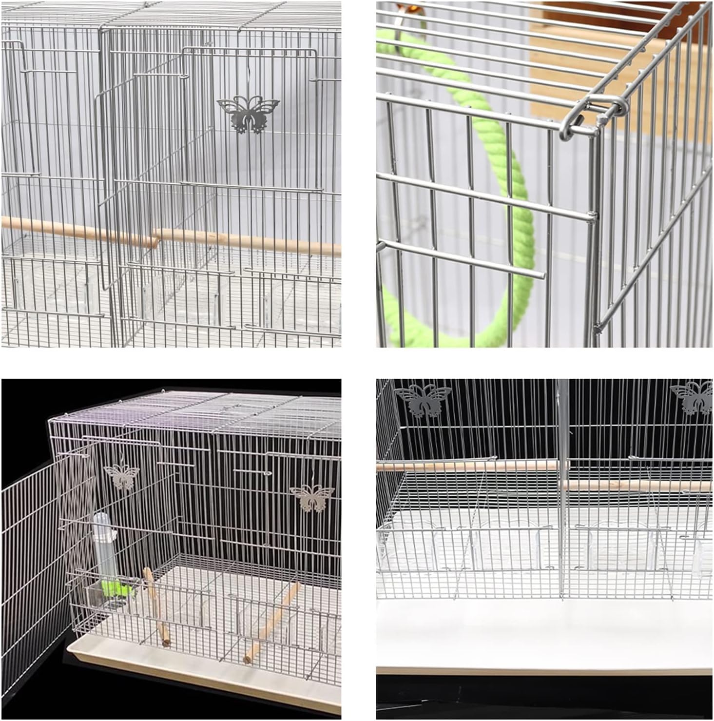 Jaula para Loros, Jaula de Vuelo, Jaula de Vuelo para pájaros de Acero Inoxidable de 24 Pulgadas con Escalera en el Techo para cacatúas, periquitos y pájaros