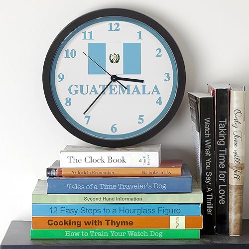 Miniatura 3 de CafePress Reloj de pared con bandera de Guatemala de 10 pulgadas para sala de estar, cocina u oficina