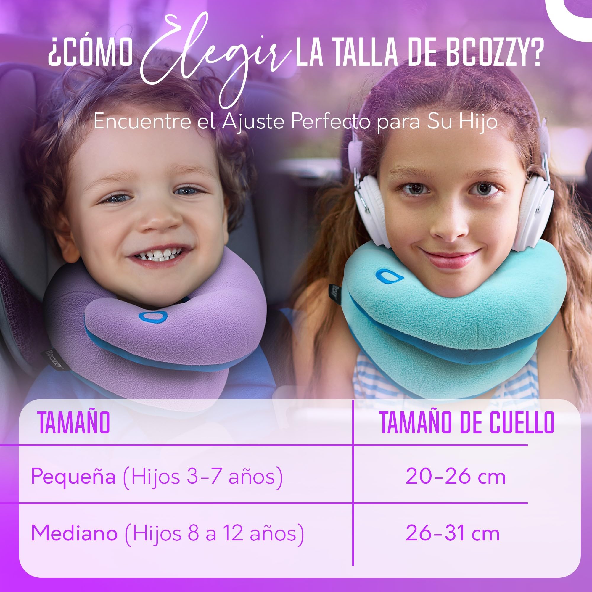 BCOZZY Almohada de Viaje Infantil Cervical Pack 2 – S Gris & S Azul Marino – Soporte Patentado Cabeza y Cuello – Confort para niños