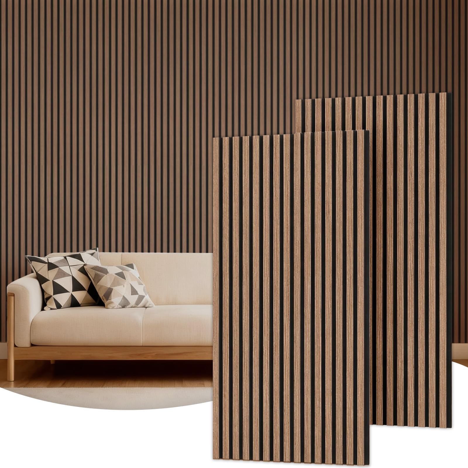TONOR Panneau Mural Decoratif de Bois,120x60-1.44㎡, 2 Pièces, Noyer