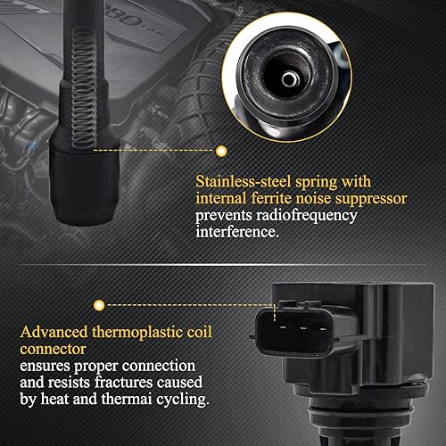 Miniatura 3 de UF549 Paquete de 4 paquetes de bobinas de encendido Compatible con 2007-2019 Nissan Altima Versa Sentra Rogue Cube NV200 Pathfinder Infiniti FX50