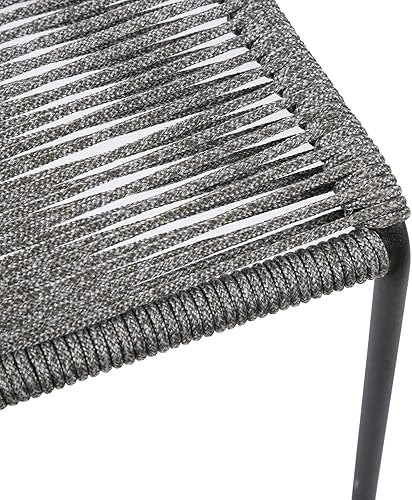 Vista 16 de armen LIVING Clip - Silla moderna de comedor apilable de acero y cuerda, para interiores y exteriores, juego de 2, color negro