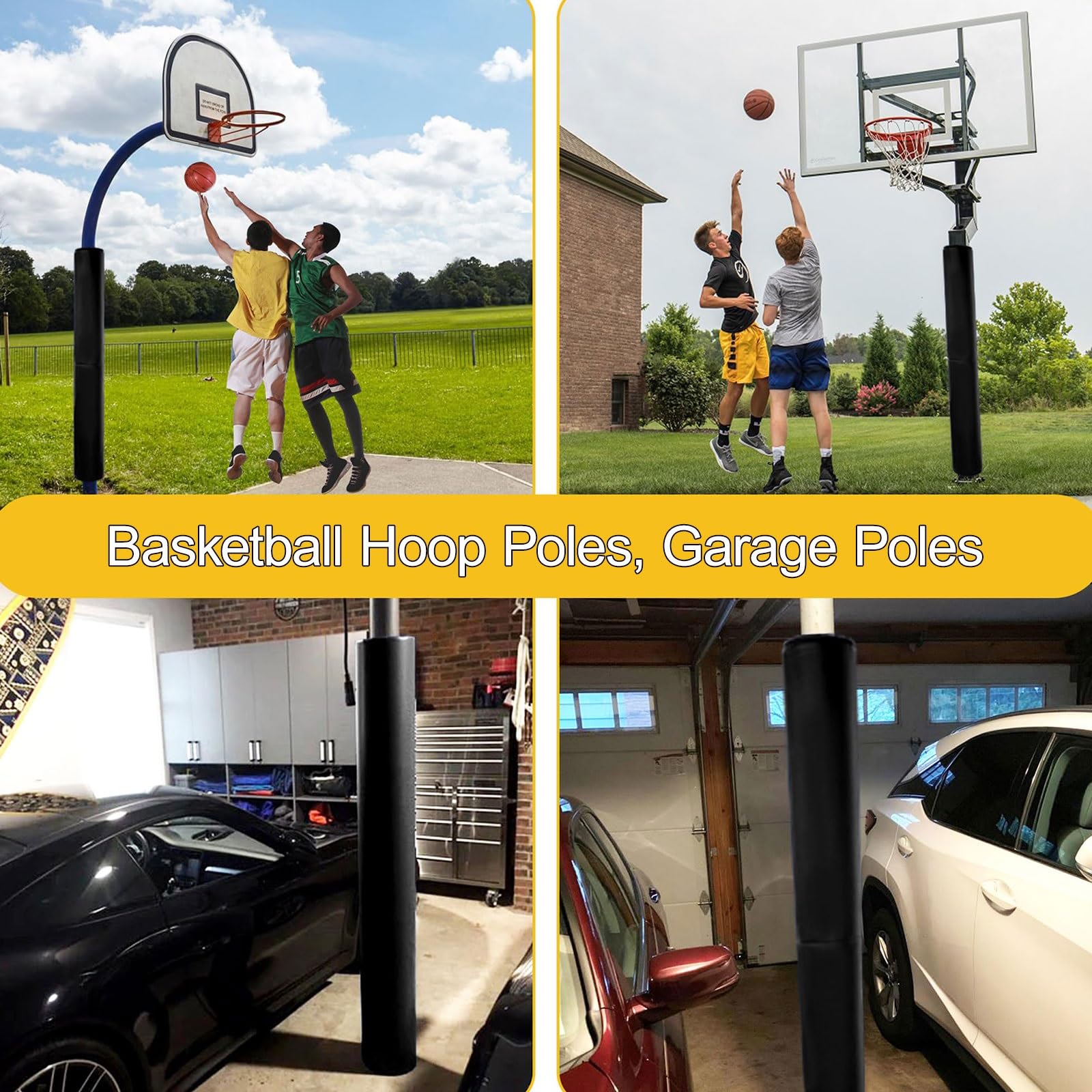 Acolchado de poste redondo para aro de baloncesto, cubierta protectora de columna reutilizable, cojín de columna para sótano/garaje, toldo/postes de lámpara