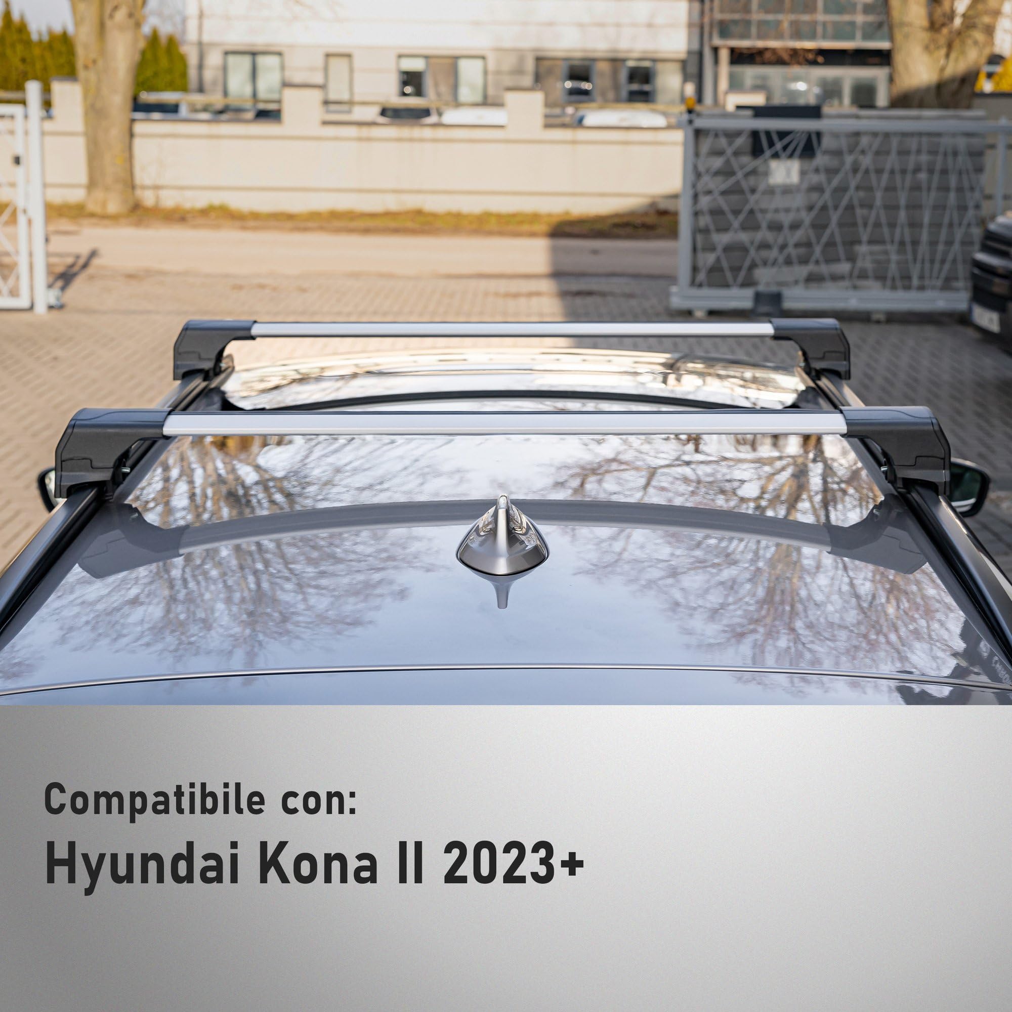CHROMEMASTER Portapacchi da Tetto, Barre Tetto; Compatibile con Hyundai Kona 2023+; Per il Trasporto di Box da Tetto, Portabiciclette, Scala | Struttura Leggera e Resistente in Alluminio