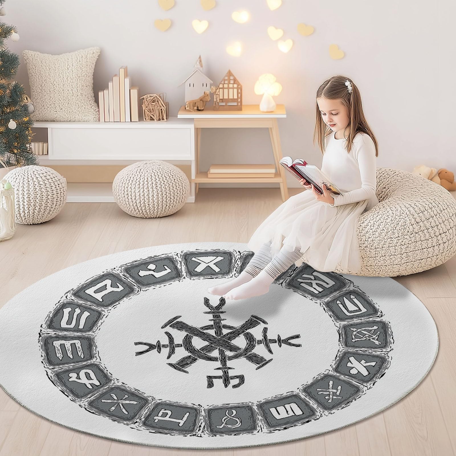 Tappeto rotondo da 210 cm, tappeto moderno antiscivolo, in flanella per interni, lavabile, morbido, per cameretta dei bambini, stanza dei giochi, camera da letto, 210 cm, dipinto, semplice e colorato