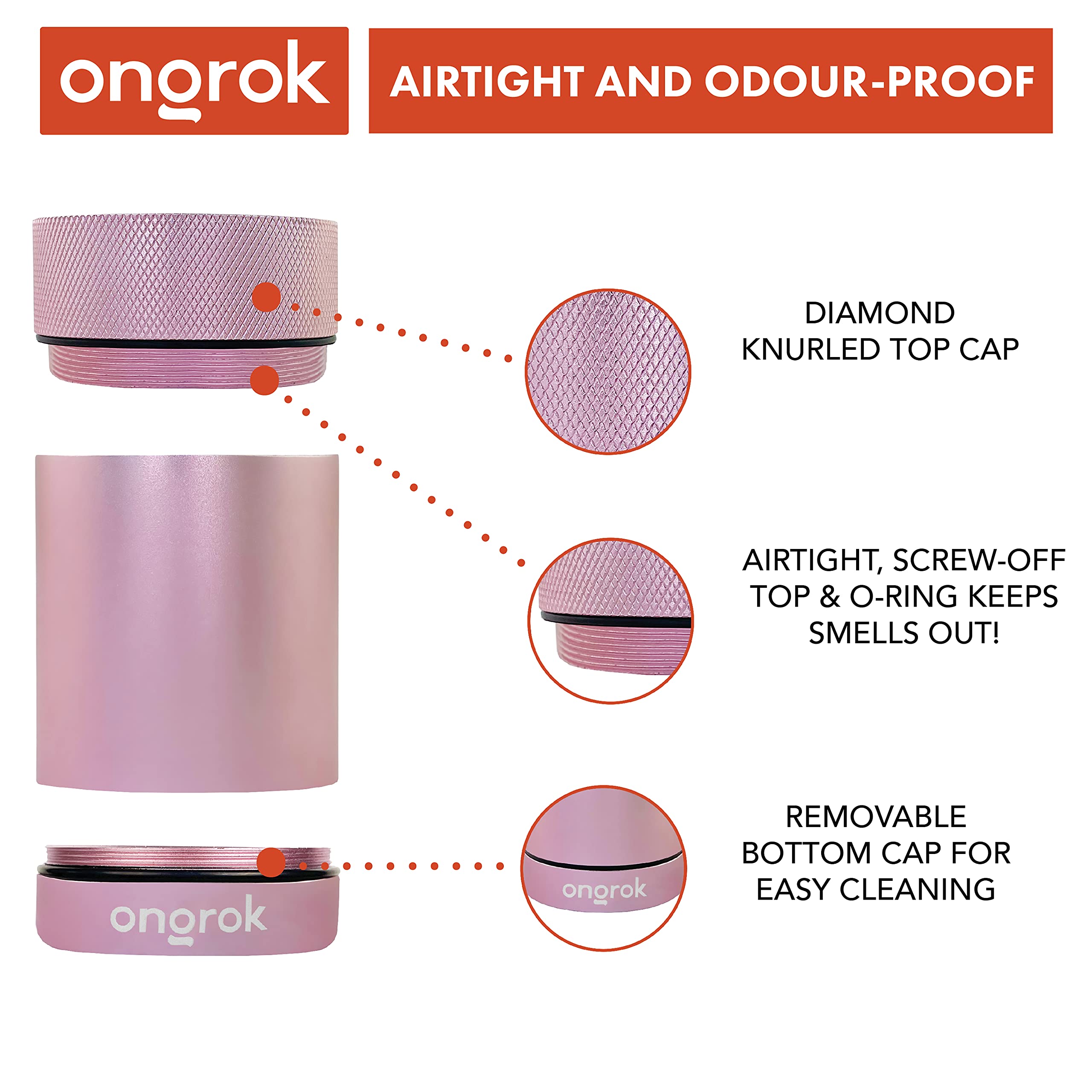 ONGROK 180ml Rose Gold Aluminium Storage Tin - Image 3