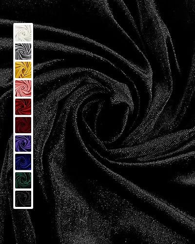 HOTGODEN Tela de terciopelo elástico por The Yard Negro 63" Ancho 2 yardas 95% poliéster 5% Spandex Tela de terciopelo para costura de bricolaje,