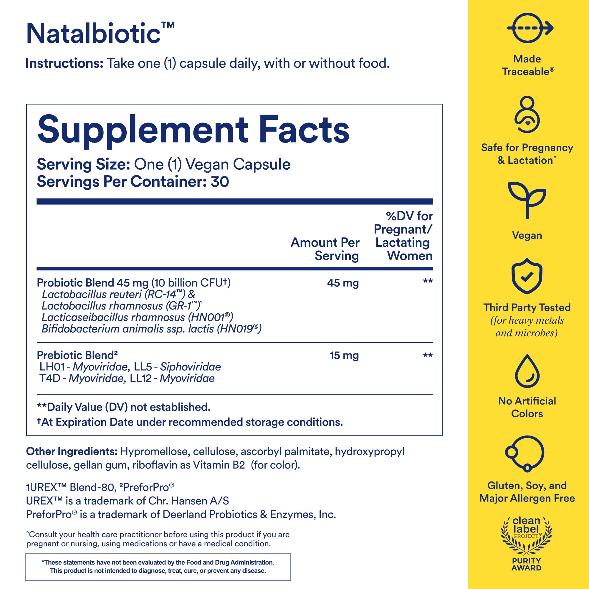 Ritual Natalbiotic™ Microbiome Support†* Biotics for Mom & Baby. Formulated to Support Digestive Health, Vaginal Health, and Baby’s Immune Health.* Designed with OB/GYNs‡. Non-GMO, Vegan, 30 Days
