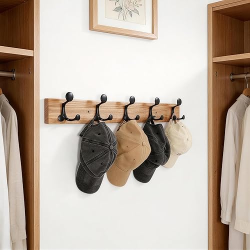 Miniatura 186 de SKOLOO Perchero de madera blanca de 17 pulgadas con 3 ganchos triples, ideal para entradas familiares, aulas y almacenamiento de suministros para