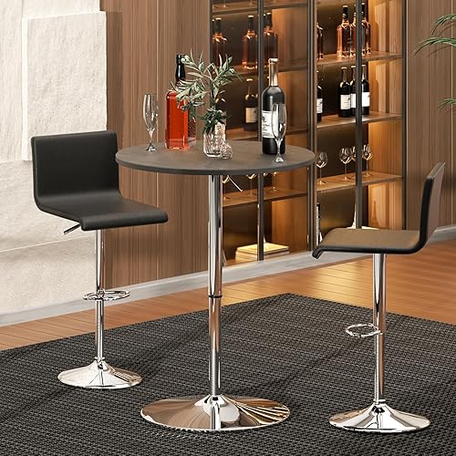 Miniatura 42 de MoNiBloom Mesa de pub bistro con barra redonda de 27.5 a 36 pulgadas, mesa de cóctel ajustable en altura con mesa de 23.5 pulgadas para comedor