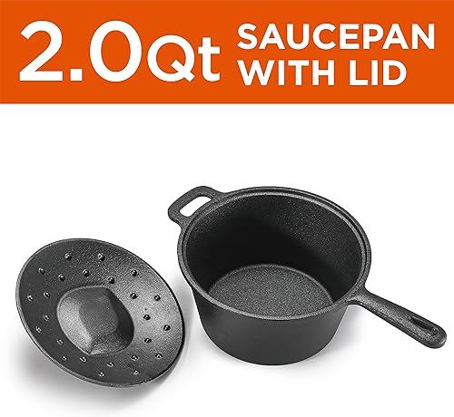 Vista 16 de COMMERCIAL CHEF Horno holandés de hierro fundido de 3.4 cuartos de galón con tapa de cúpula y asas