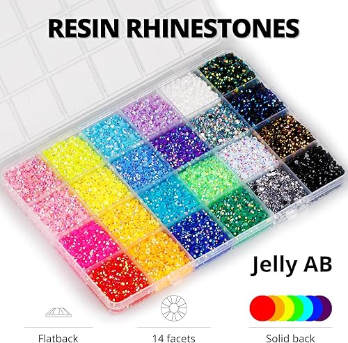 Miniatura 10 de 20100 diamantes de imitación iridiscentes AB con pegamento b7000 para manualidades, ropa, manualidades, ropa, piedras AB con parte trasera plana