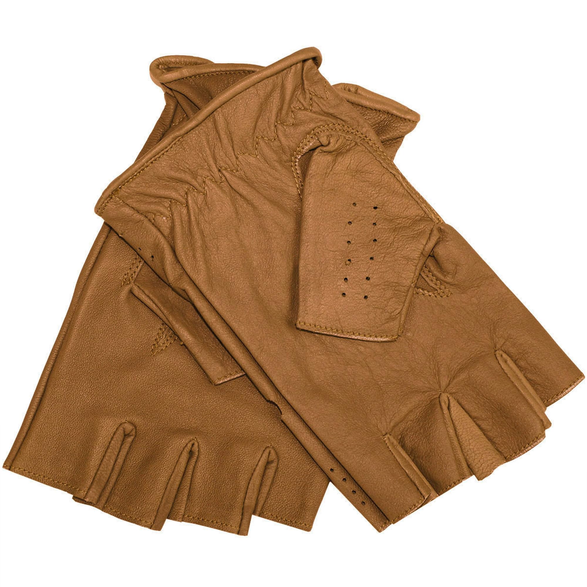German Wear Guantes de automovilista sin dedos de cuero para conductores masculinos, adultos