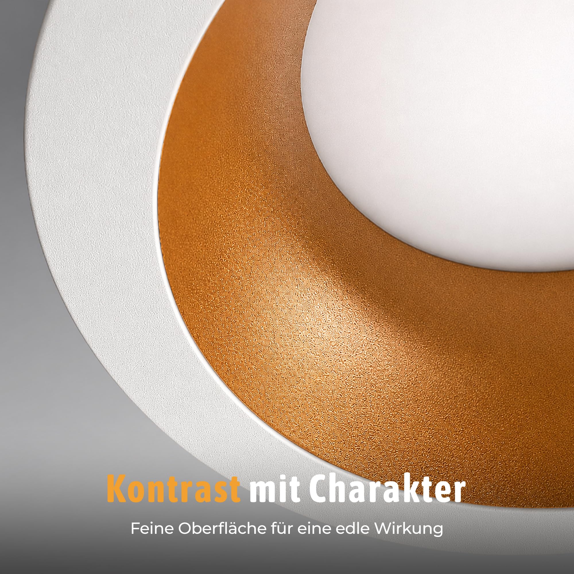 SSC-LUXon 6 Stück GEXIA Einbauspots weiß gold Ø 110mm inkl. LED Leuchtmittel 6W dimmbar 230V - Einbaustrahler mit drei Lichtfarben
