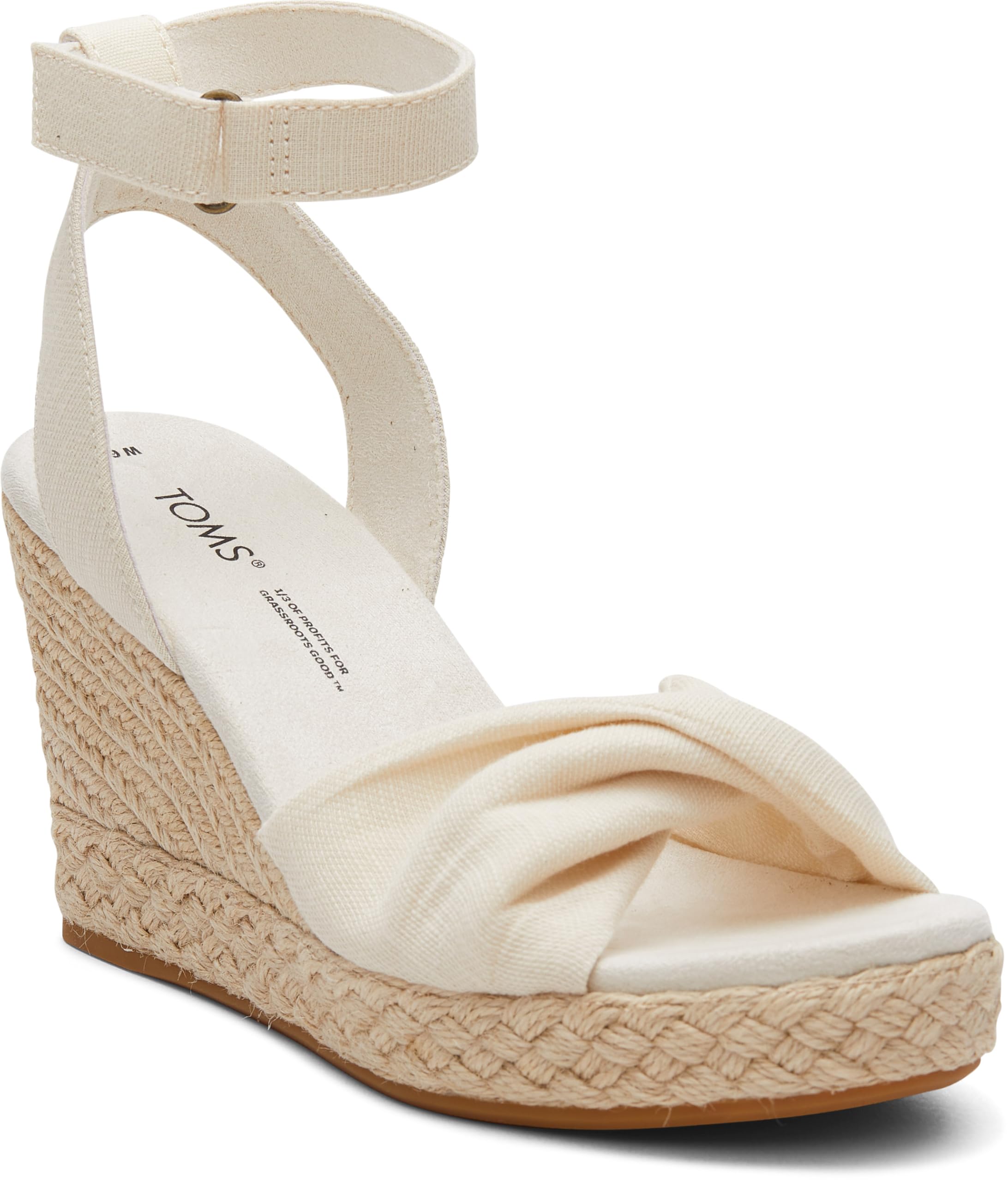TOMS Women's Marisela Slubby Woven Wedge Sandal, Natural, 3.5 UK