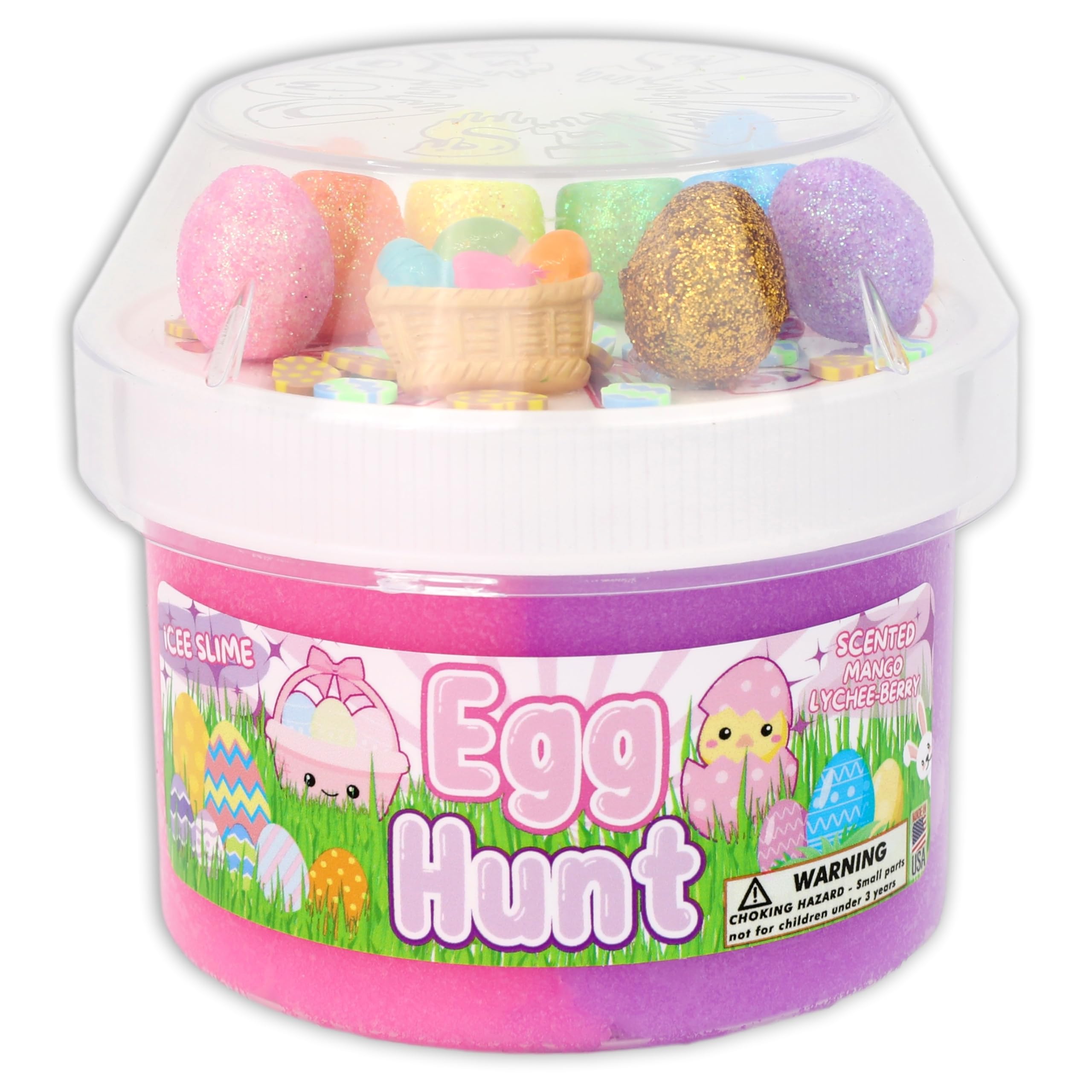 Egg Hunt - ICEE Textured Easter Slime 8 fl/oz - Handmade in USA - Dope Slimes - Purple/Pink