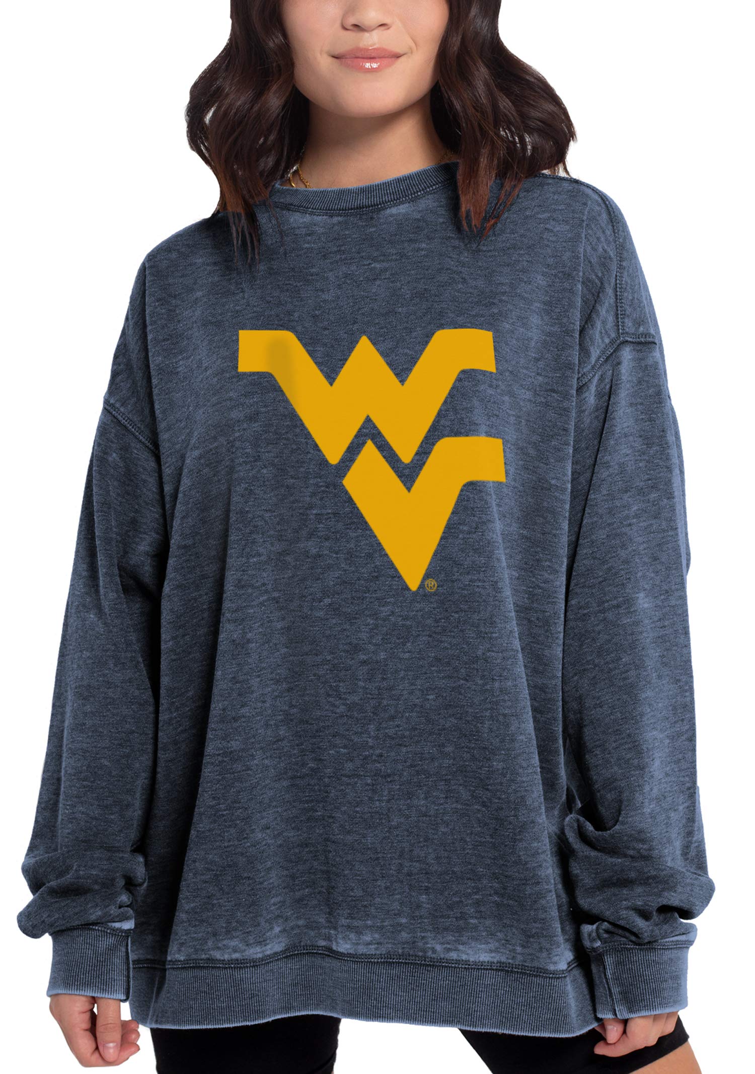 Chicka-D NCAA West Virginia Mountaineers Womens Campus Pullover, Ink, Large