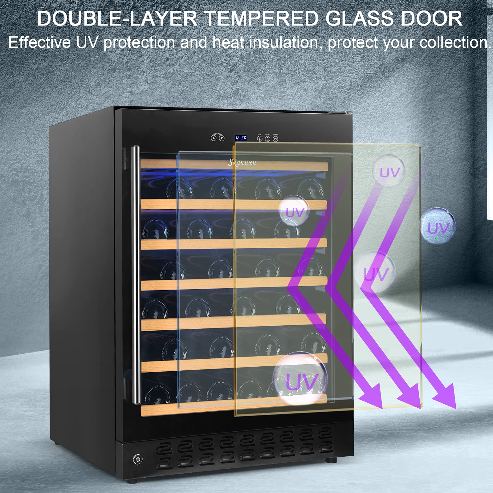 24 Inch Wine Cooler Beverage Refrigerator, SKANWEN 54 Bottle Storage
