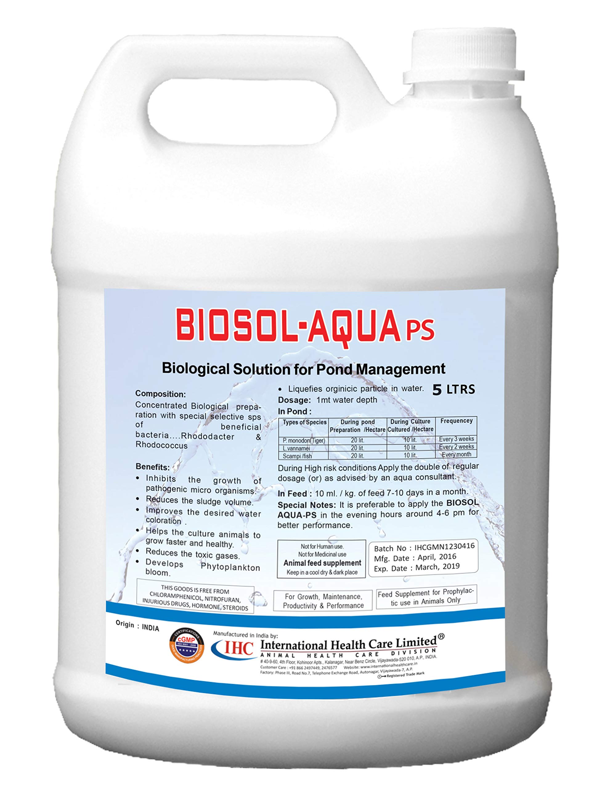 BIOSOL-Aqua PS 5LTRS Aqua Probiotic in Liquid