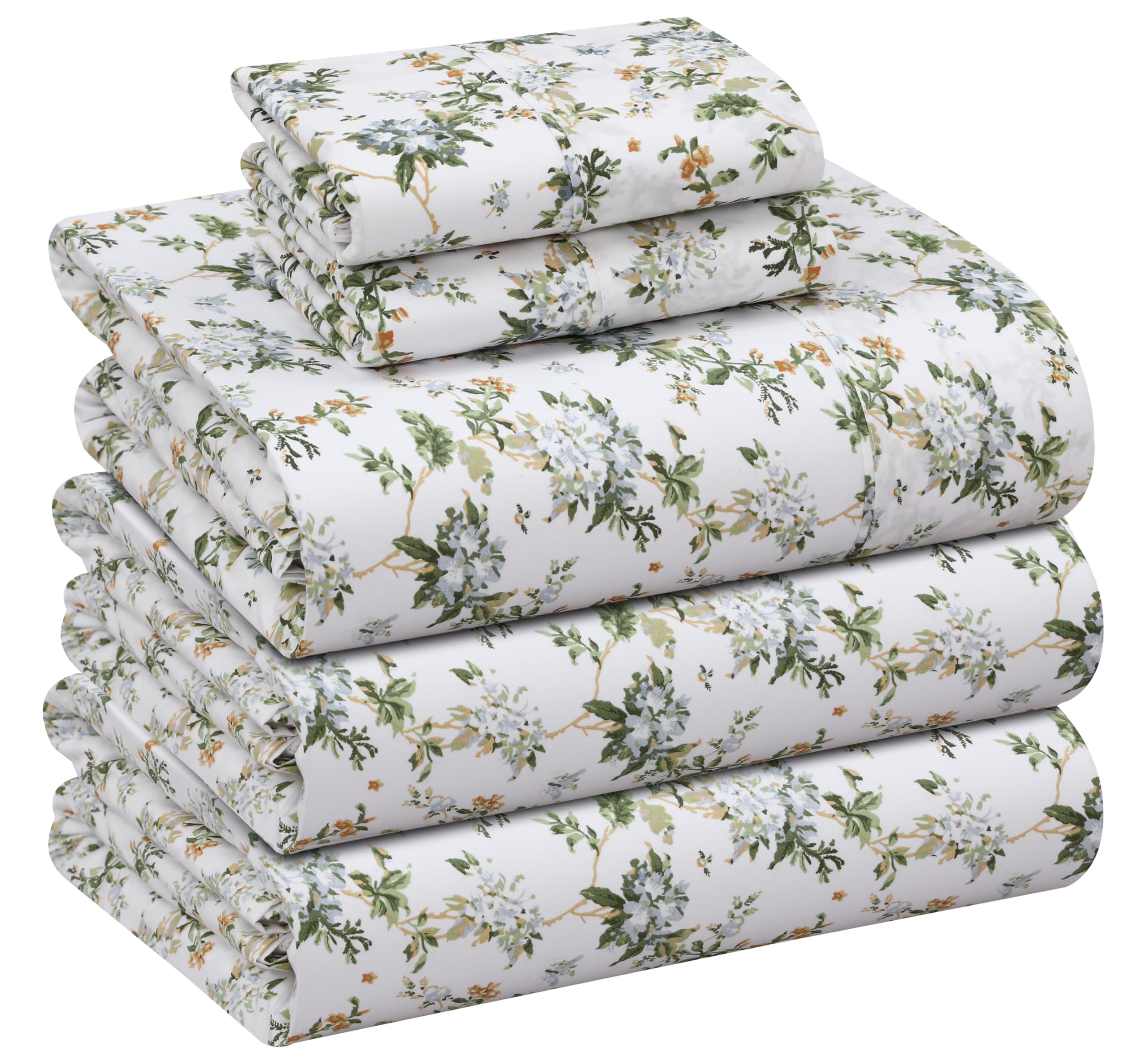 RUVANTI 100% Cotton Split King Sheets, Percale Sheet Set, Heritage