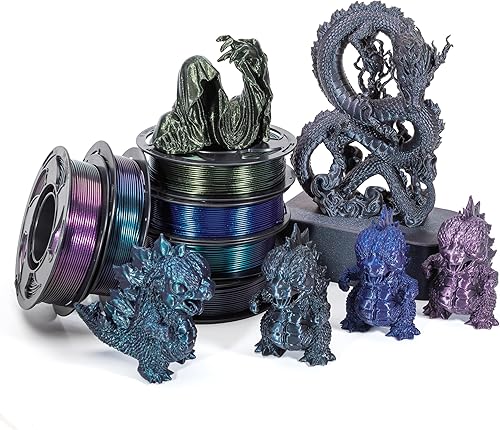 Miniatura 3 de FF SUNSENKJ Filamento de ácido poliláctico (PLA) para impresora 3D, carrete de 2.2 libras, filamento de impresión 3D de dos colores de seda de doble