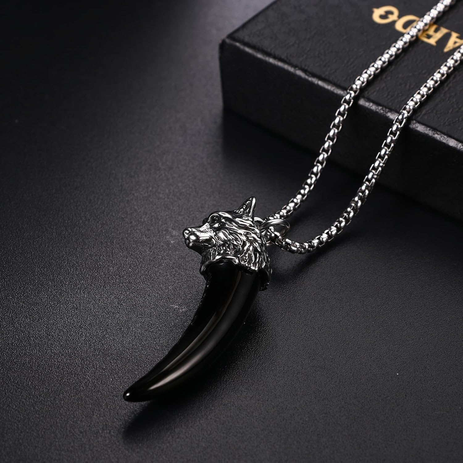 OIDEA Wolf Tooth Urn Necklaces for Ashes: Black Viking Wolf Cremation Jewelry for Ashes Stainless Steel Ash Necklace for Human Ashes Memorial Keepsake Jewelry Gifts for Men Women - Image 5