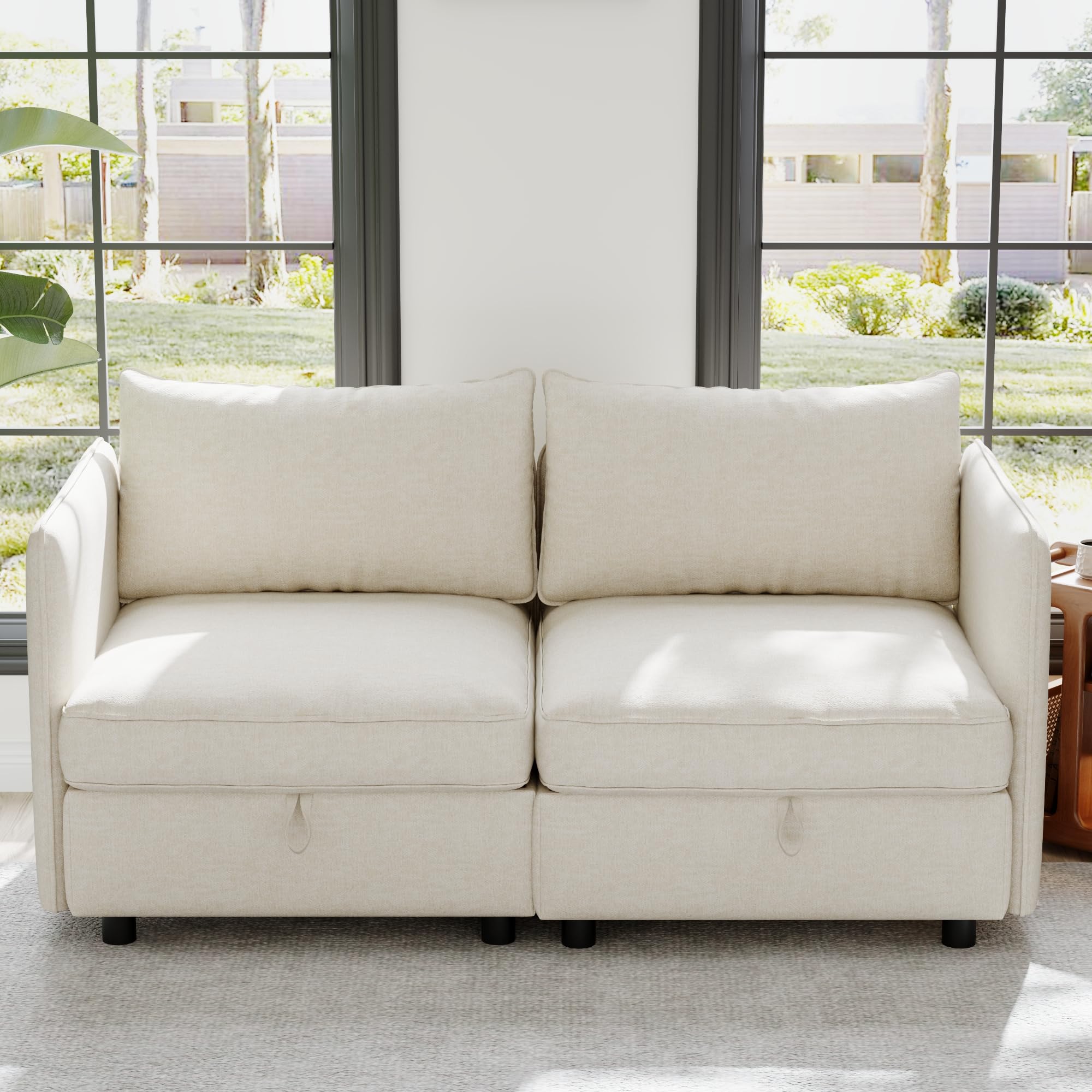 Photo 1 of ***UNKNOWN IF MISSING PARTS** ERYE 68-Inch Loveseat Modular Sofa Deep Seat Storage Sectional Sofa Couch with Free Combination Backrests and Armrests,2 Seat Chenille Upholstered Love Seat Couch for Living Room Bedroom Office