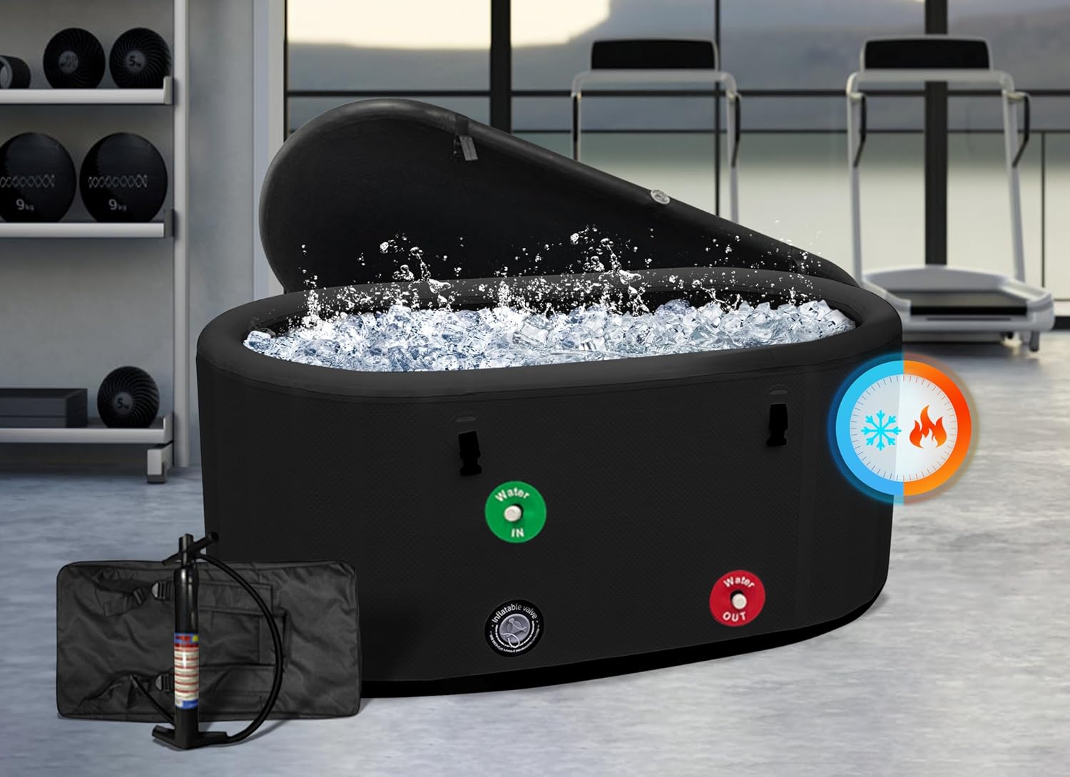 FerdY Cold Plunge Inflatable Icebath Tub for Athletes XL with Lip, Outdoor &Indoor Portable& Foldable Ice Pod, 59x 31x 26 Inch, 132 GAL Ice Bathtub Water Chiller Compatible, Black